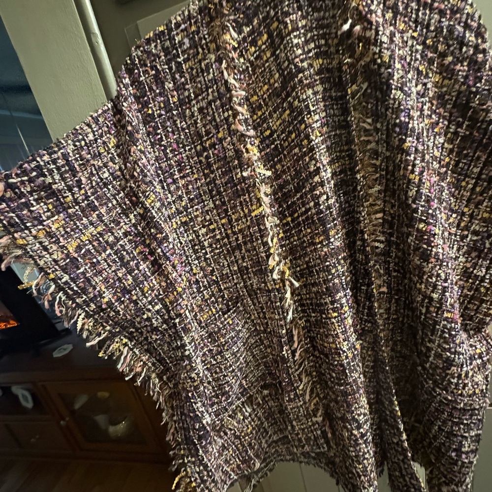 Women’s Tweed Fringe Cape - Purple Multi